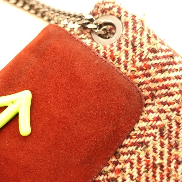 Tweed Bag Shoulder Hobo Handwoven Purse Chain Strap  Red STUART‎ WEITZMAN SPAIN - Picture 12 of 16